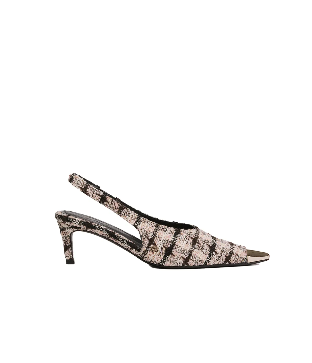 Nina Heels with Metal Toe Cap in Apricot Tweed