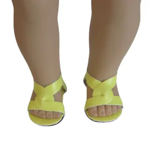 Pastel Yellow Criss Cross Sandals for 18-inch dolls