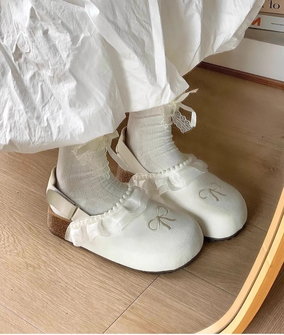 Potato Shoes with Back Strap Clogs Mules Ballet Flat Slip on Sandals Standing All Day Women Slippers Preppy Girls - Cute Causal Comfortable Walking Lightweight Running Trendy Tennis & Racquet Sport