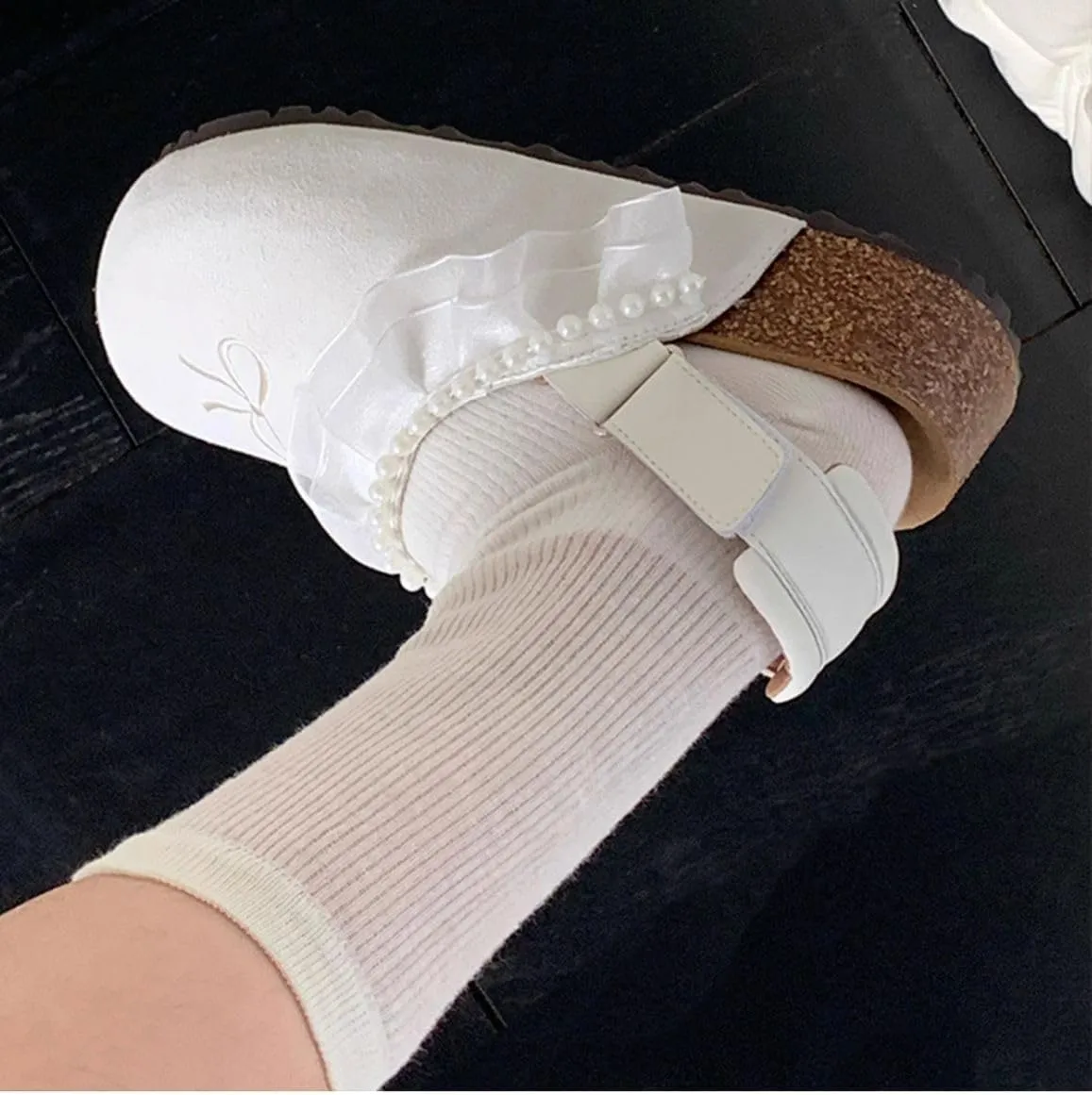 Potato Shoes with Back Strap Clogs Mules Ballet Flat Slip on Sandals Standing All Day Women Slippers Preppy Girls - Cute Causal Comfortable Walking Lightweight Running Trendy Tennis & Racquet Sport