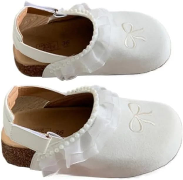 Potato Shoes with Back Strap Clogs Mules Ballet Flat Slip on Sandals Standing All Day Women Slippers Preppy Girls - Cute Causal Comfortable Walking Lightweight Running Trendy Tennis & Racquet Sport
