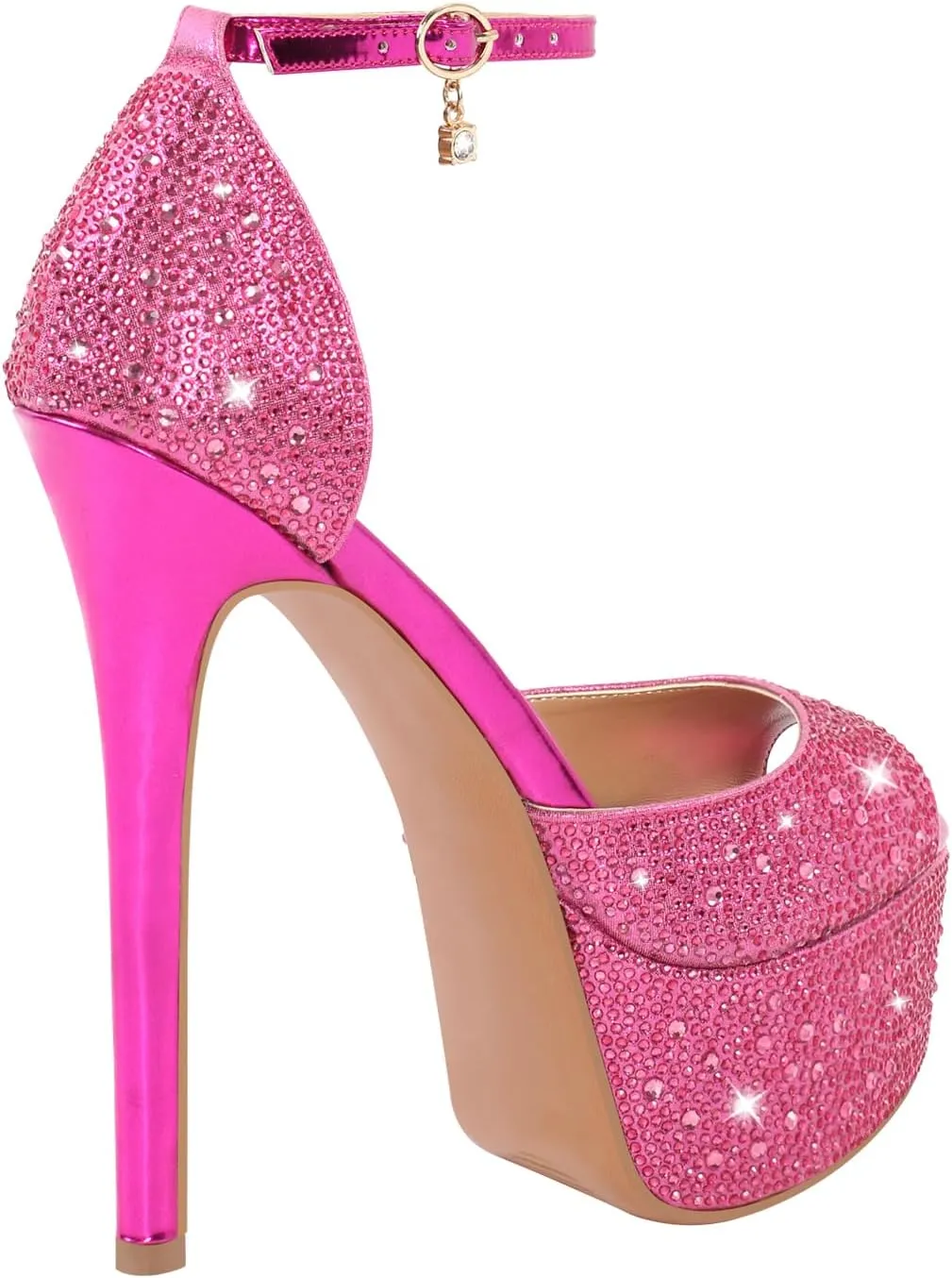 richealnini Women's Platform Sandals with Buckle Rhinestone Diamond Heel Sexy Super High Stiletto Heels