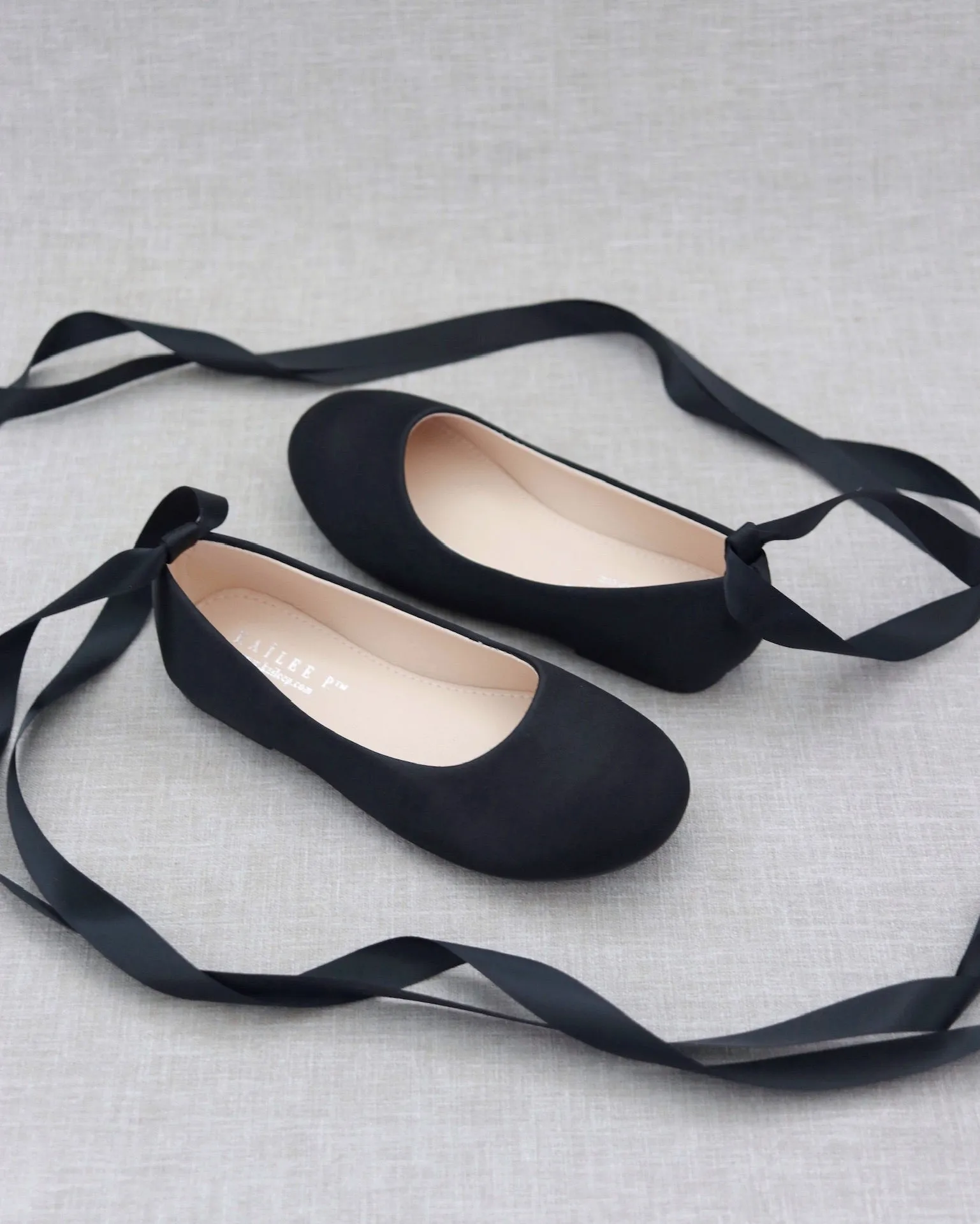 Satin Ballet Flats Ankle Tie or Ballerina Lace Up