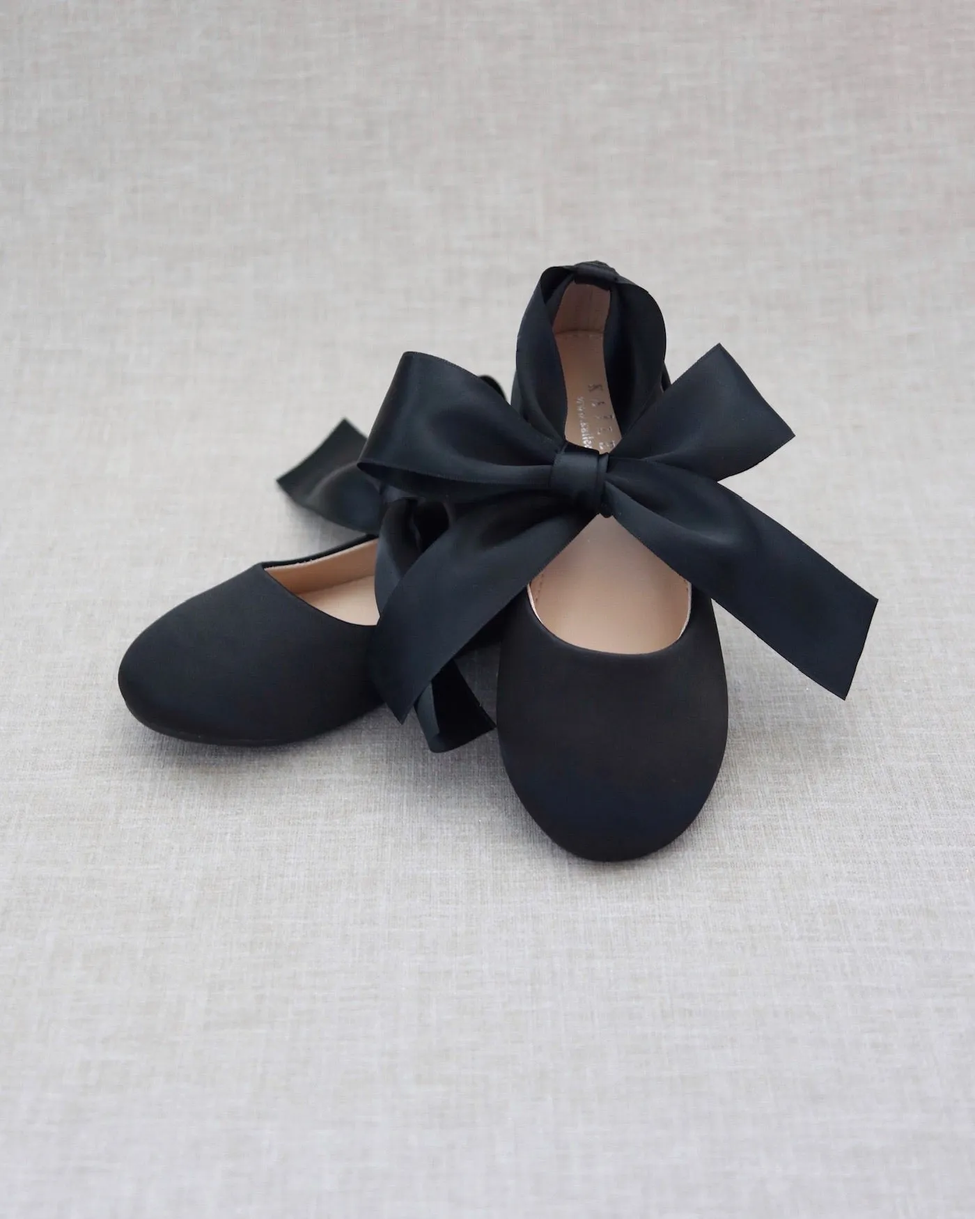 Satin Ballet Flats Ankle Tie or Ballerina Lace Up