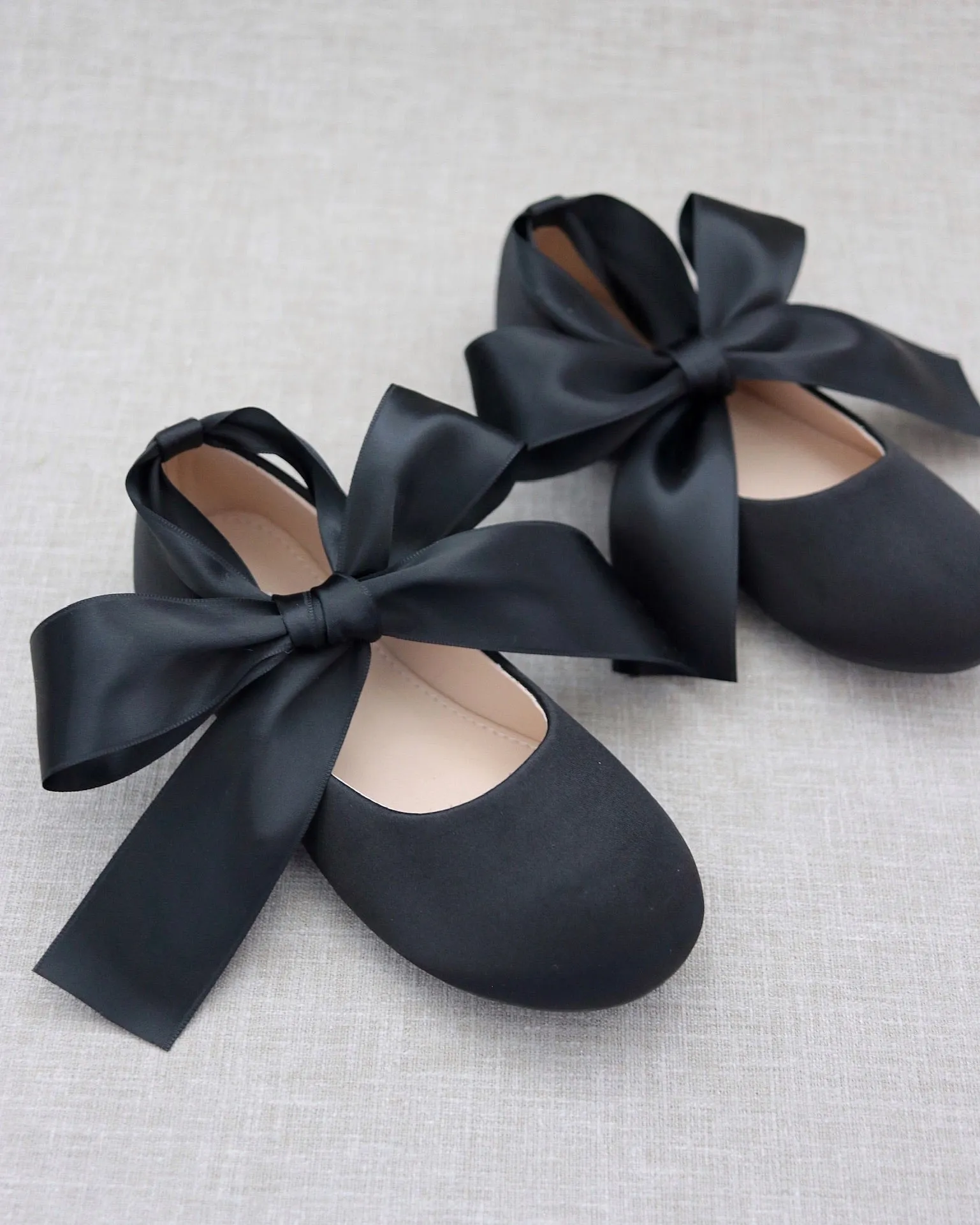 Satin Ballet Flats Ankle Tie or Ballerina Lace Up