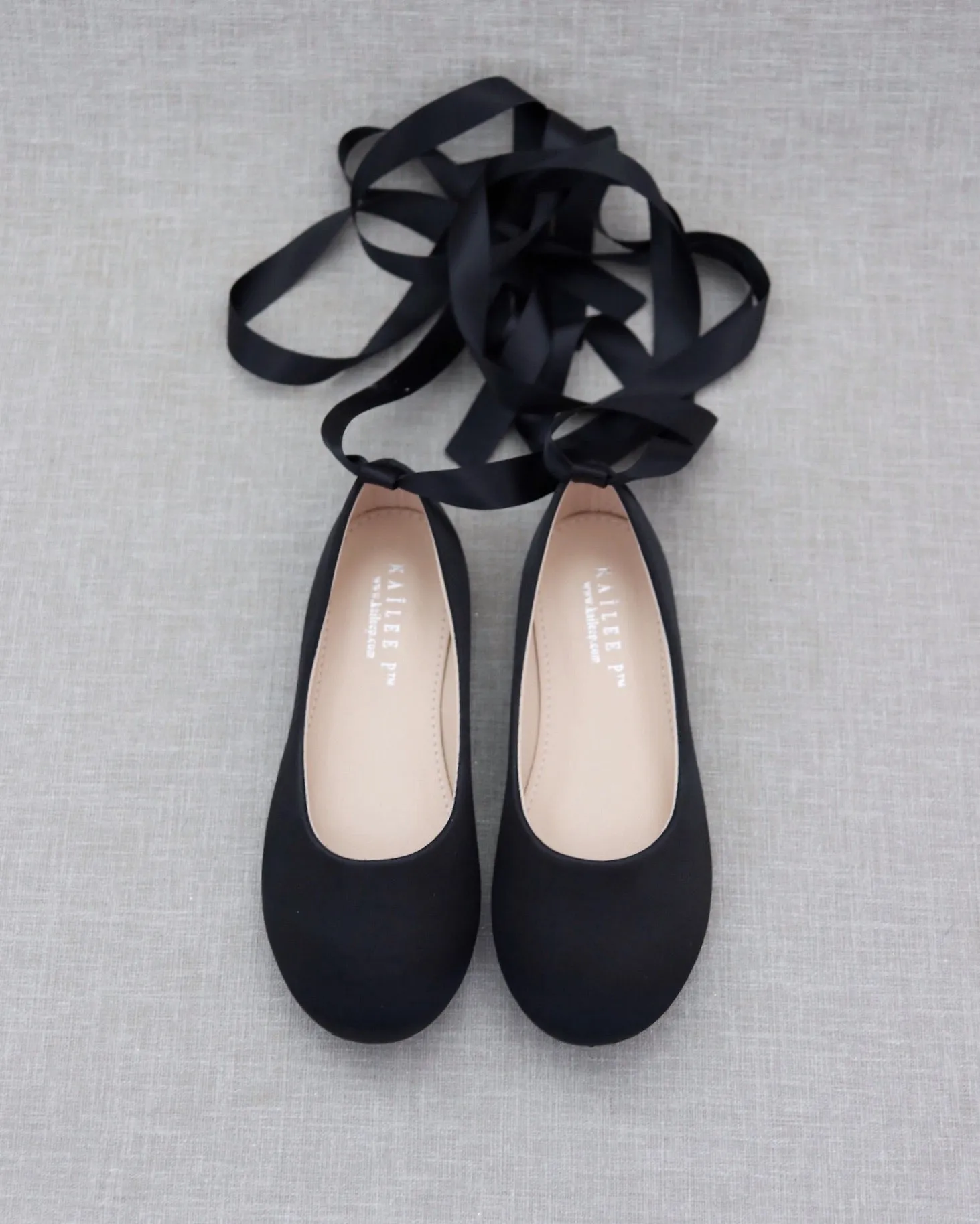 Satin Ballet Flats Ankle Tie or Ballerina Lace Up
