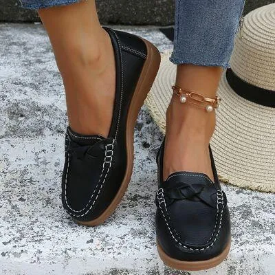 Slip On Weave Wedge Womens Heeled Loafers