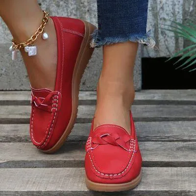 Slip On Weave Wedge Womens Heeled Loafers