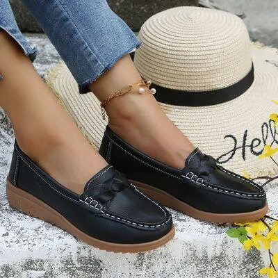 Slip On Weave Wedge Womens Heeled Loafers