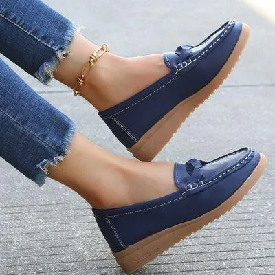 Slip On Weave Wedge Womens Heeled Loafers