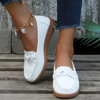 Slip On Weave Wedge Womens Heeled Loafers