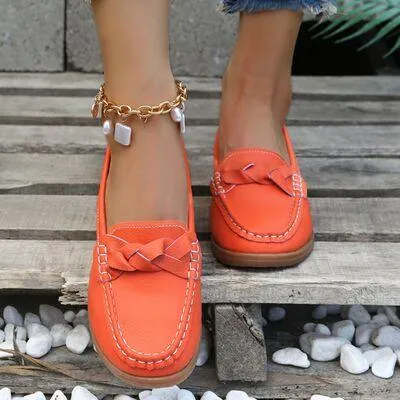 Slip On Weave Wedge Womens Heeled Loafers