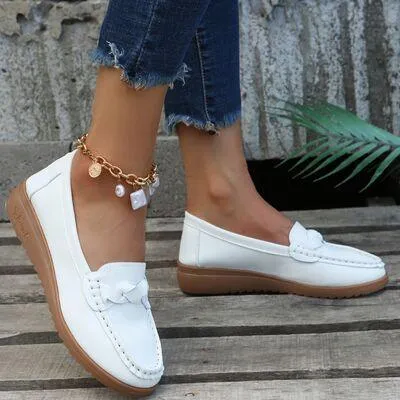 Slip On Weave Wedge Womens Heeled Loafers