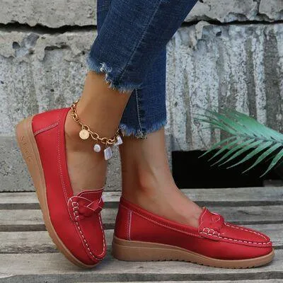 Slip On Weave Wedge Womens Heeled Loafers
