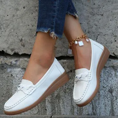 Slip On Weave Wedge Womens Heeled Loafers