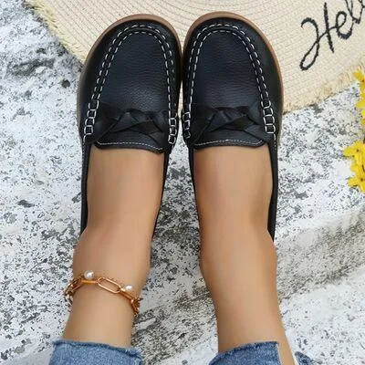 Slip On Weave Wedge Womens Heeled Loafers