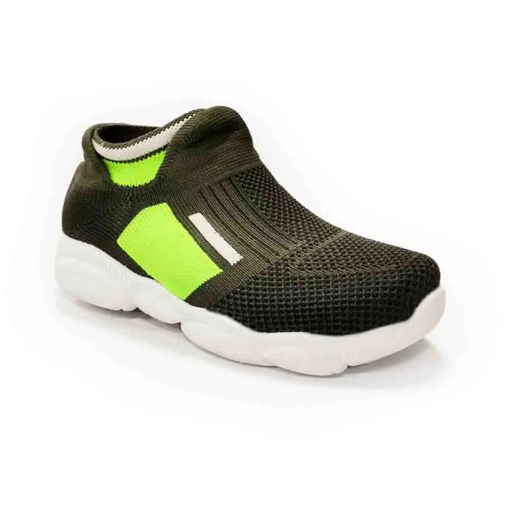 SPLENDOR KNITTED OLIVE GREEN CASUAL SHOES FORKIDS - ARROW