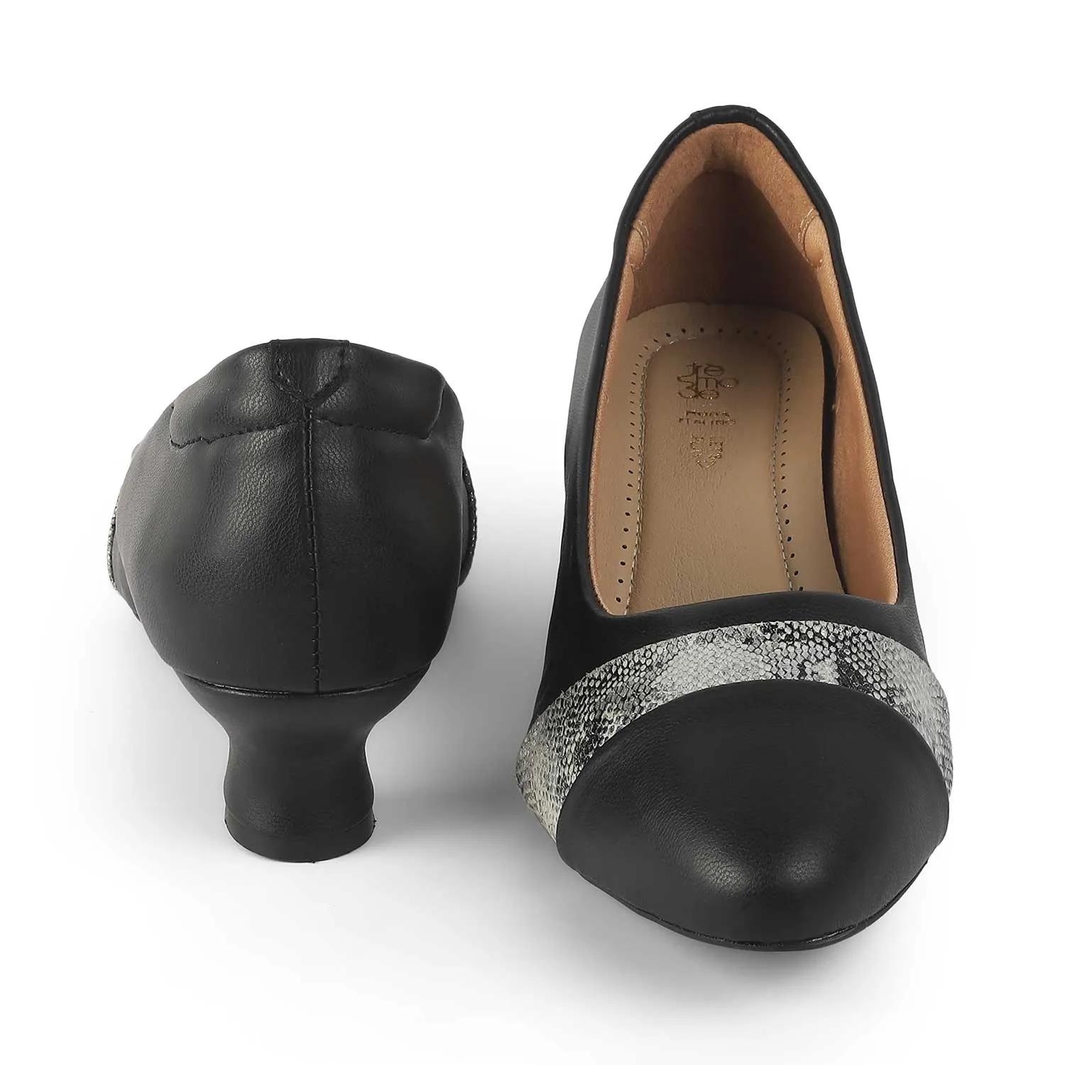 Tresmode Frankfort Black Women's Dress Kitten Heel Pumps