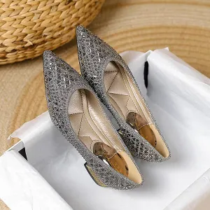 Women's Fashionable Pointed Toe Rhinestone Flat Shoes 09028557S