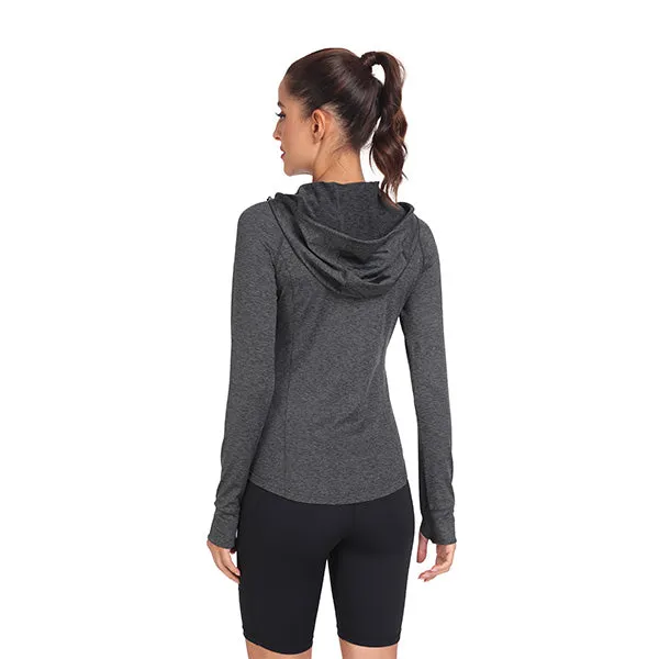 Women's Hooded Fleece Stretch Top Pocket Sweatshirt