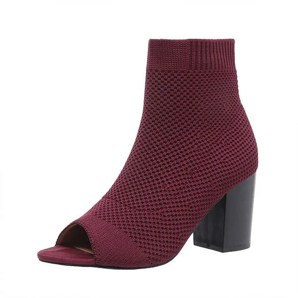 Women's Peep Toe High Heel Knitted Sandals 02614177C