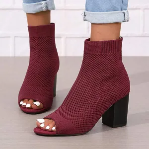 Women's Peep Toe High Heel Knitted Sandals 02614177C