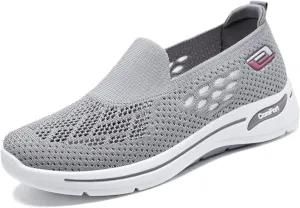 Womens Summer Shoes Woven Orthopedic Breathable Soft Sole Shoes Anti-Skid Sports Shoe Slip On Diabetic Foam Sneakers Mesh Up Sneaker for Arch Support