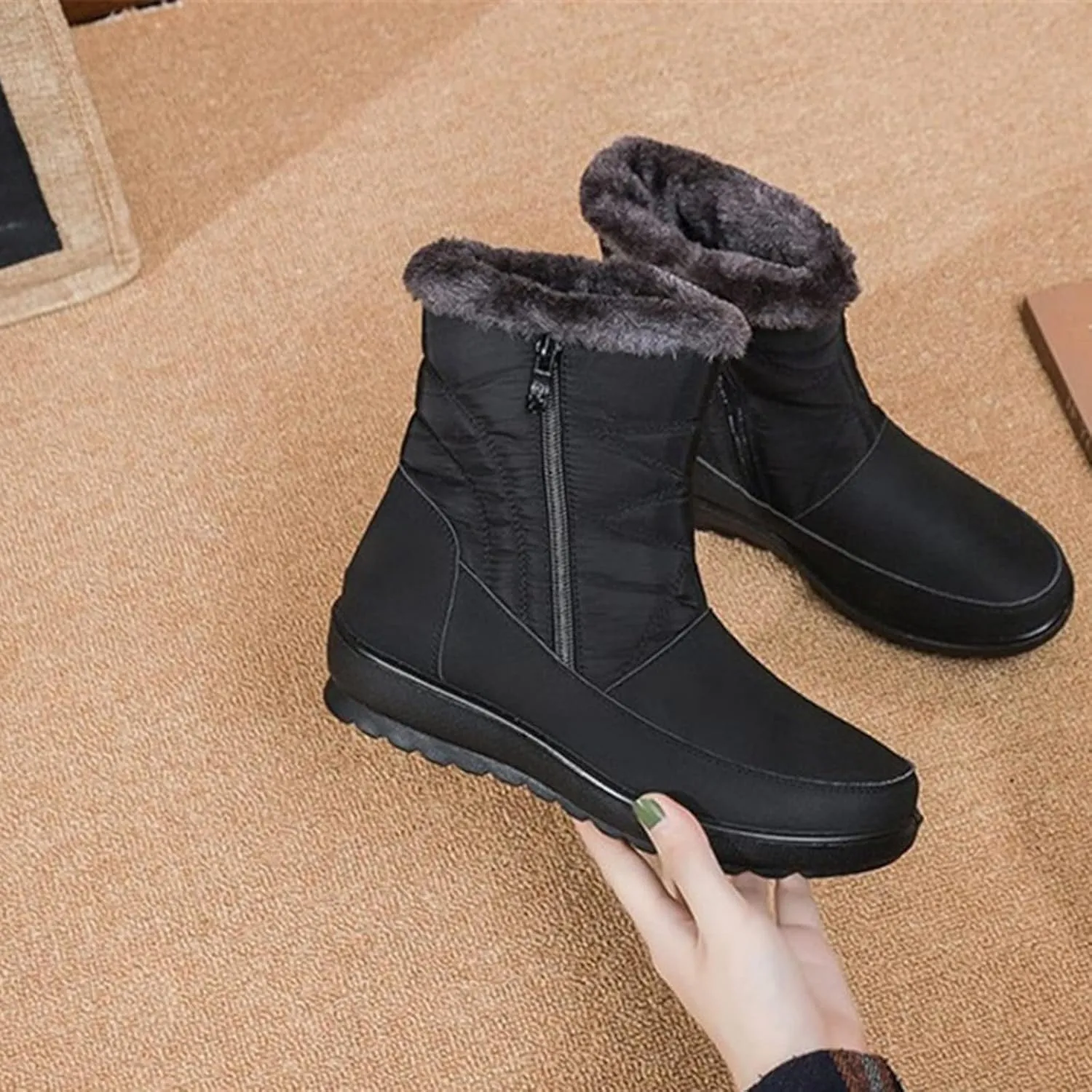 Womens Waterproof Winter Boots with Arch Support Wide Width Snow Boot Women Wide Women Winter Boots Slip on 8.5 Wide Snow Boots for Women with Zipper Women 9 Wide Winter Boot