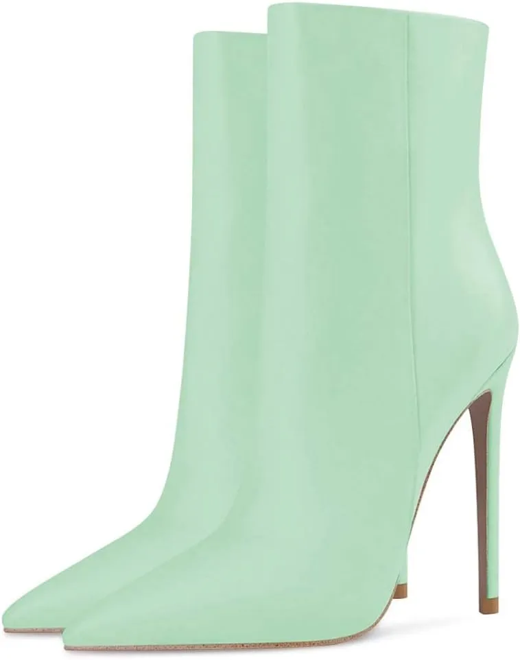 XYD Women's Pointed Toe Ankle Boots, Classic Stilettos High Heels, Zipper Side, Fashion Dress Office Lady Solid Color Booties Shoes
