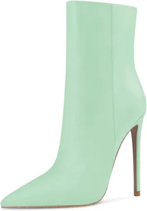 XYD Women's Pointed Toe Ankle Boots, Classic Stilettos High Heels, Zipper Side, Fashion Dress Office Lady Solid Color Booties Shoes